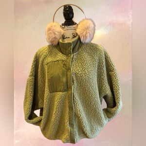 Pacsun Green Snap Button Up Fleece Fuzzy Jacket